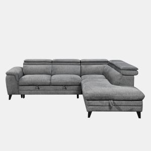 Sofá de canto com cama e arca LEYRE dereita 4 lugares cinza