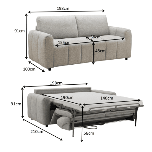 Sofá-cama de 3 lugares KUKY cinzento Sofá-cama de 3 lugares KUKY cinzento