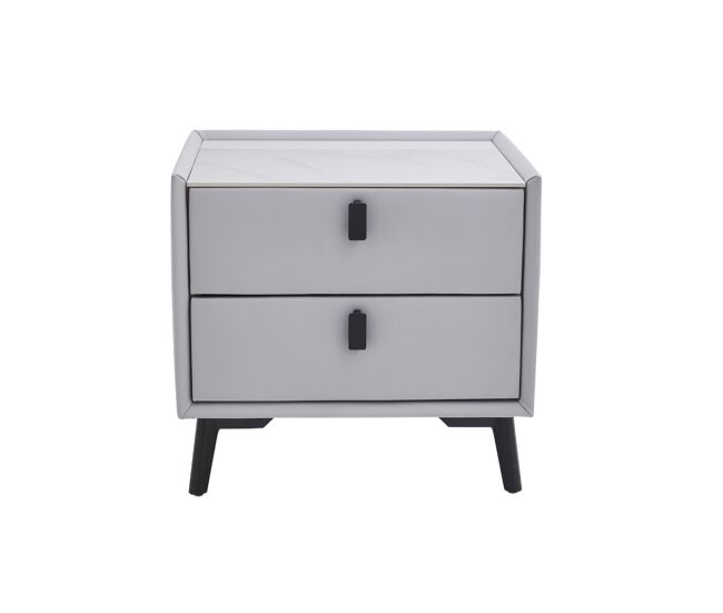 Mesita de noche night 2 cajones color gris - conforama