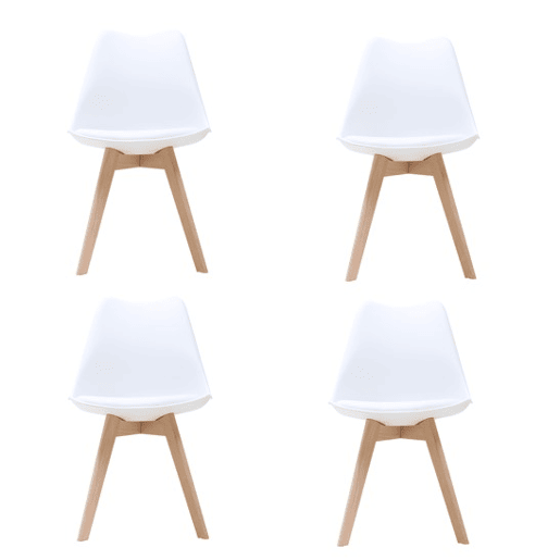 Conjunto de 4 cadeiras de cozinha YESSI brancas