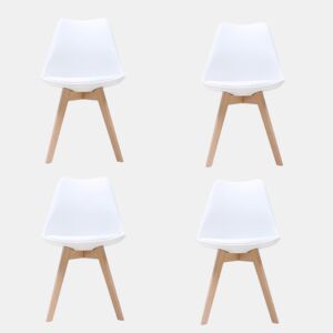 Conjunto de 4 cadeiras de cozinha YESSI brancas