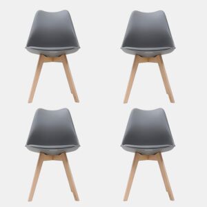 Conjunto de 4 cadeiras de cozinha YESSI cinza