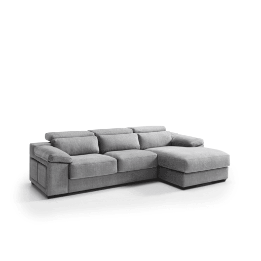 Chaise longue 4 lugares direita LEVON cinza claro