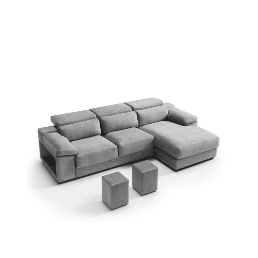 Chaise longue 4 lugares direita LEVON cinza claro