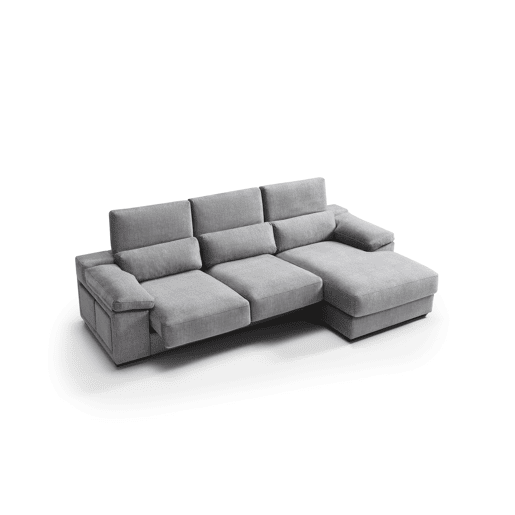 Chaise longue 4 lugares direita LEVON cinza claro