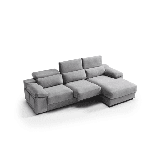 Chaise longue 4 lugares direita LEVON cinza claro