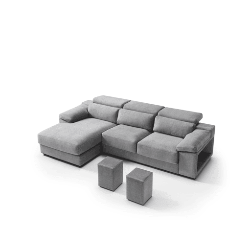 Chaise longue 4 lugares esquerda LEVON cinza claro Chaise longue 4 lugares esquerda LEVON cinza claro
