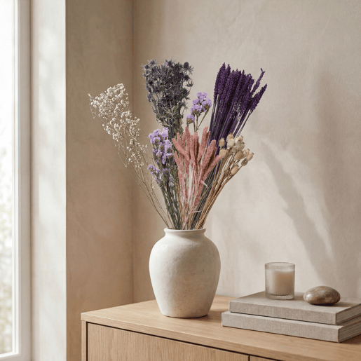 Flores secas VIOLETA sortidos 14cm marca EVERLANDS