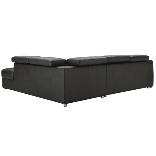 Sofá de canto com cama MAYA em pele dereita 4 lugares preto