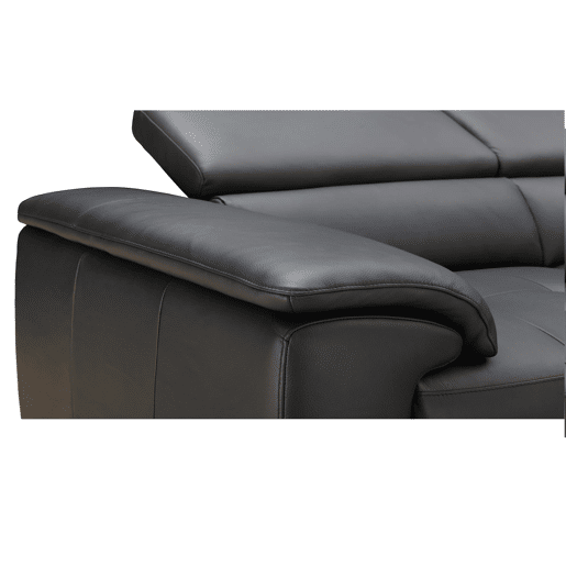 Sofá de canto com cama MAYA em pele dereita 4 lugares preto