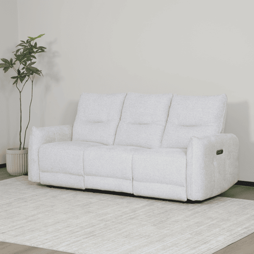 Sofá 3 lugares com 2 assentos relax elétricos DILAN cinza claro