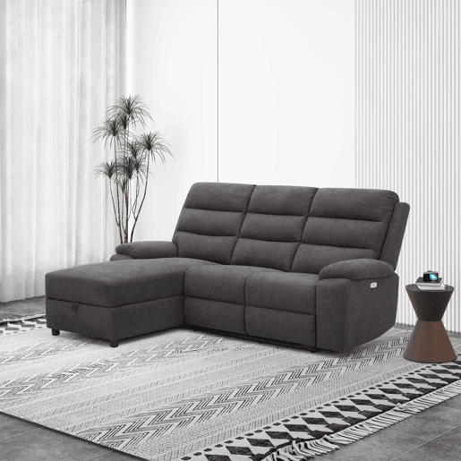 Chaise longue relax elétrica AMANDA esquerda 3 lugares cinza