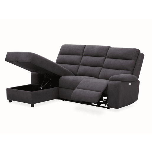 Chaise longue relax elétrica AMANDA esquerda 3 lugares cinza