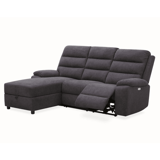 Chaise longue relax elétrica AMANDA esquerda 3 lugares cinza