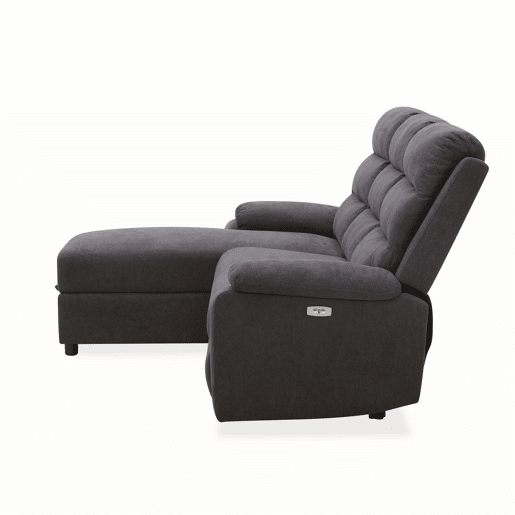 Chaise longue relax elétrica AMANDA esquerda 3 lugares cinza