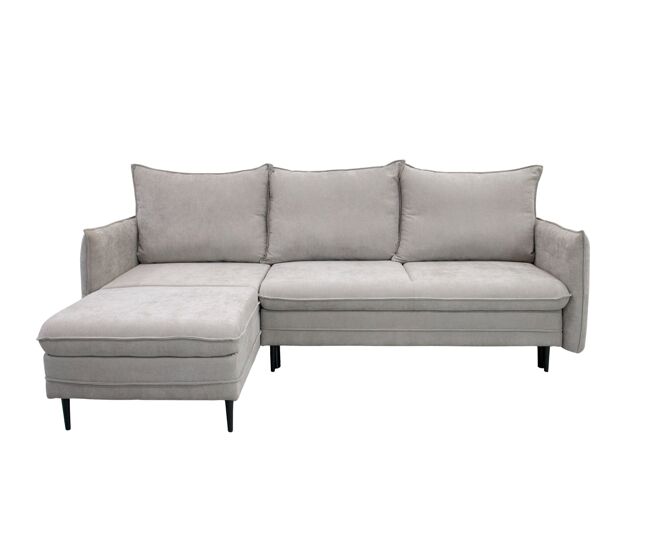 Chaise longue con cama RUDY reversible 3 plazas gris claro