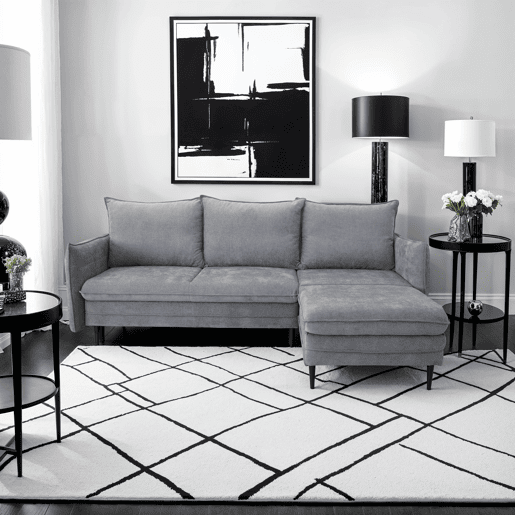 Chaise longue com cama RUDY reversível 3 lugares cinza claro
