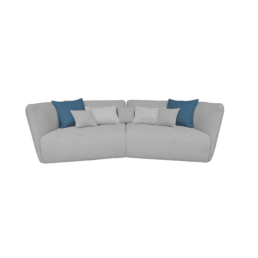 Sofá XXL SOPHIE de 4 lugares cinza claro e azul
