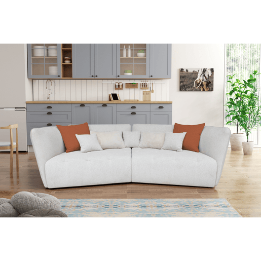 Sofá XXL SOPHIE de 4 lugares branco e laranja