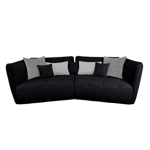 Sofá XXL SOPHIE de 4 lugares preto e cinzento claro