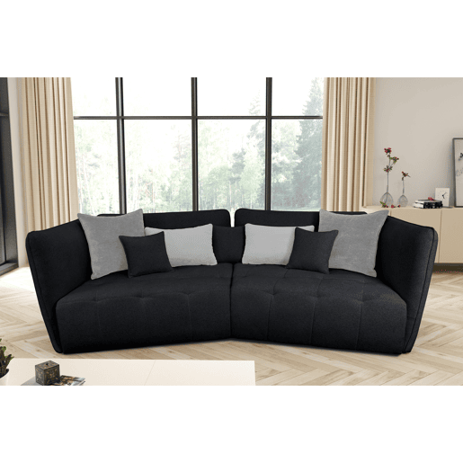 Sofá XXL SOPHIE de 4 lugares preto e cinzento claro