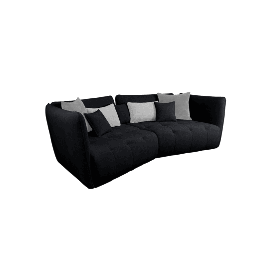 Sofá XXL SOPHIE de 4 lugares preto e cinzento claro