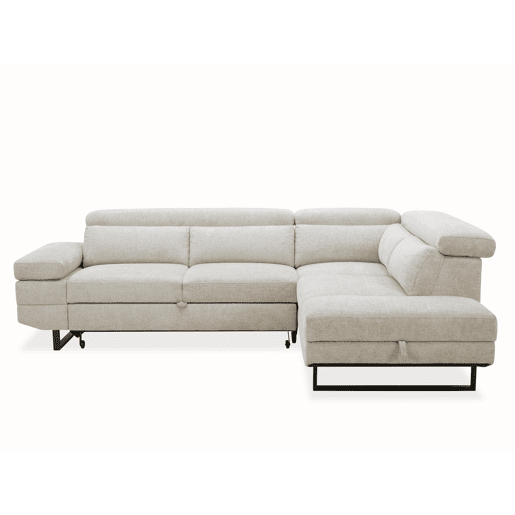 Sofá de canto com cama SWAN dereita 4 lugares cinza claro