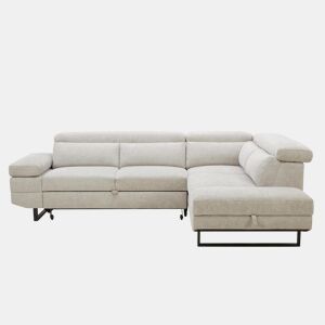 Sofá de canto com cama SWAN dereita 4 lugares cinza claro