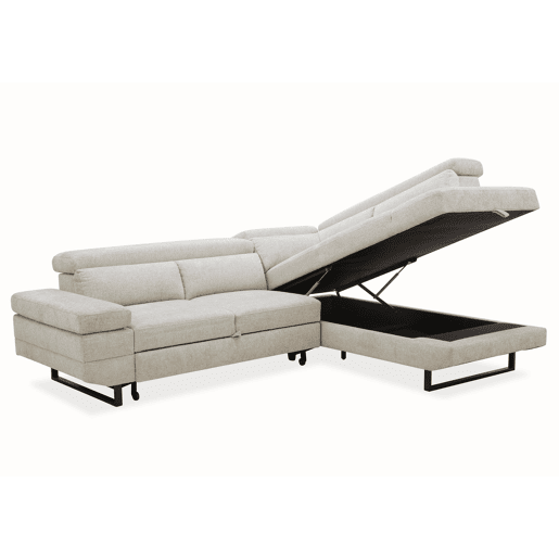 Sofá de canto com cama SWAN dereita 4 lugares cinza claro