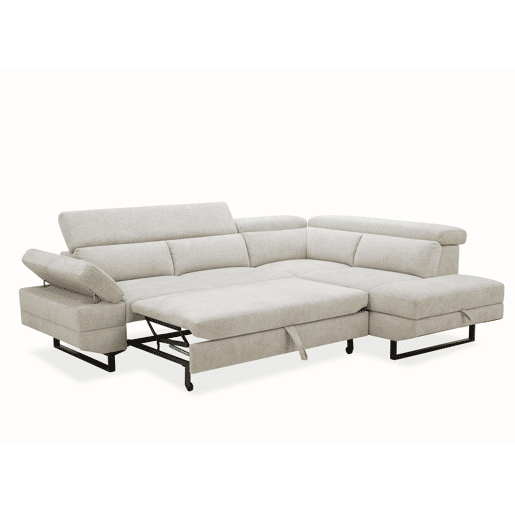 Sofá de canto com cama SWAN dereita 4 lugares cinza claro