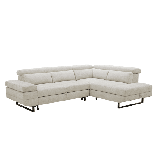Sofá de canto com cama SWAN dereita 4 lugares cinza claro