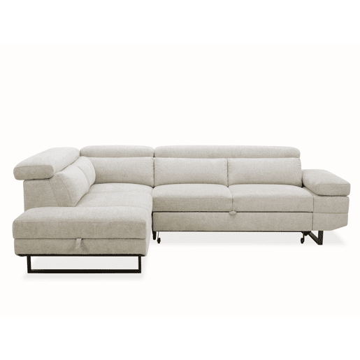 Sofá de canto com cama SWAN esquerda 4 lugares cinza claro