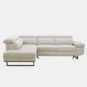 Sofá de canto com cama SWAN esquerda 4 lugares cinza claro