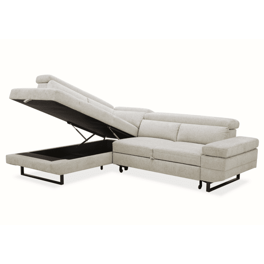 Sofá de canto com cama SWAN esquerda 4 lugares cinza claro