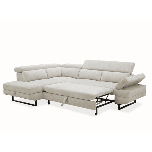 Sofá de canto com cama SWAN esquerda 4 lugares cinza claro