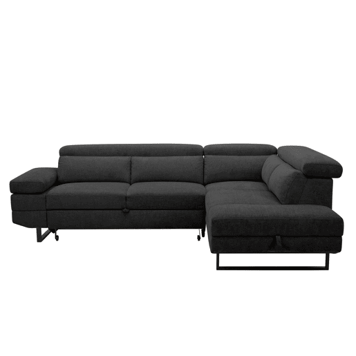 Sofá de canto com cama SWAN dereita 4 lugares cinza escuro