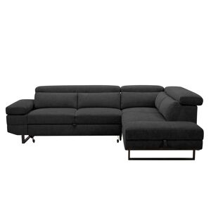 Sofá de canto com cama SWAN dereita 4 lugares cinza escuro