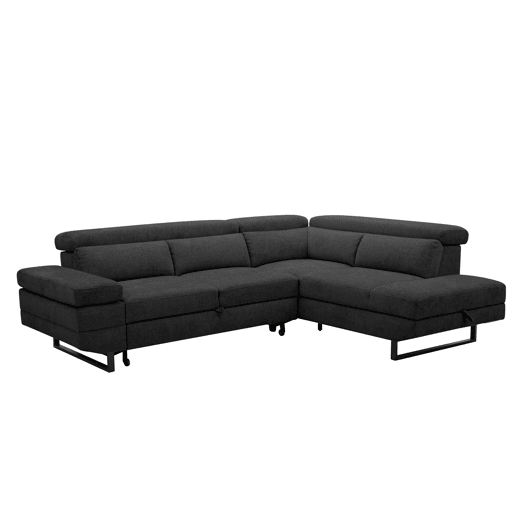 Sofá de canto com cama SWAN dereita 4 lugares cinza escuro
