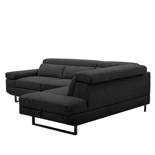 Sofá de canto com cama SWAN dereita 4 lugares cinza escuro