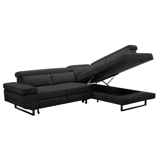 Sofá de canto com cama SWAN dereita 4 lugares cinza escuro