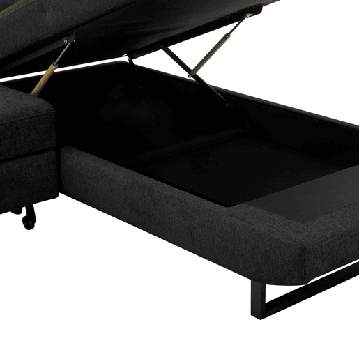 Sofá de canto com cama SWAN dereita 4 lugares cinza escuro