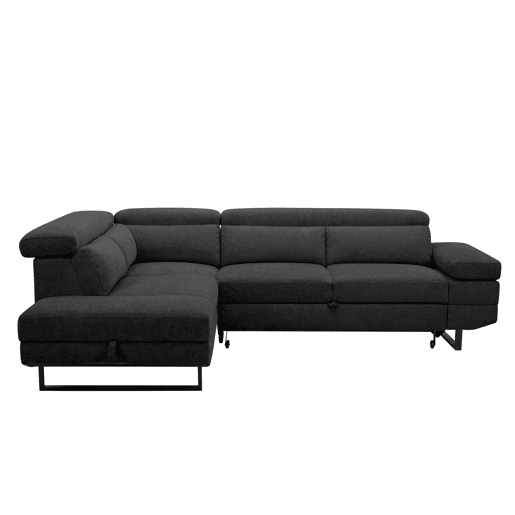 Sofá de canto com cama SWAN esquerda 4 lugares cinza escuro