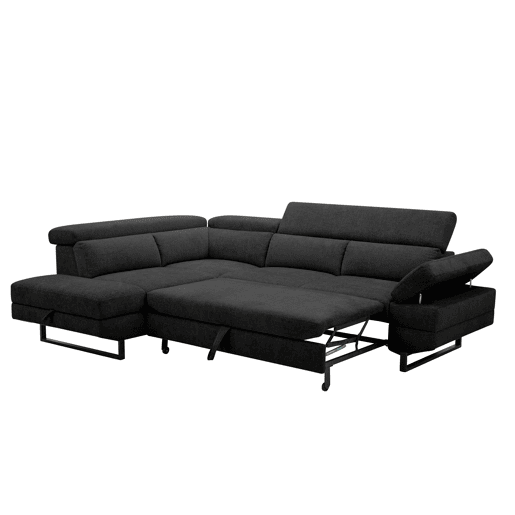 Sofá de canto com cama SWAN esquerda 4 lugares cinza escuro