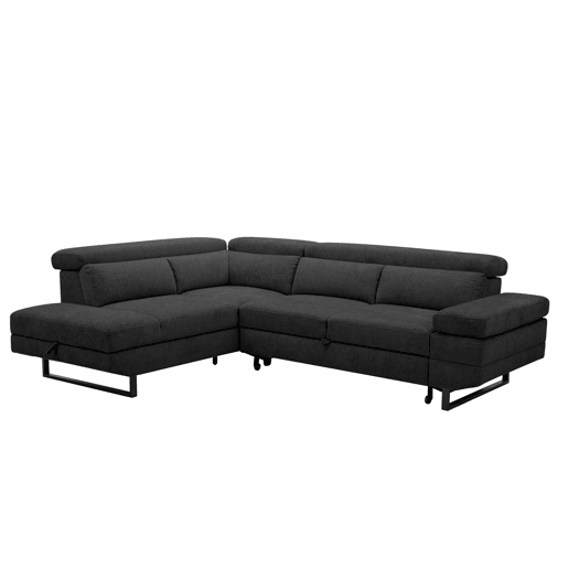 Sofá de canto com cama SWAN esquerda 4 lugares cinza escuro