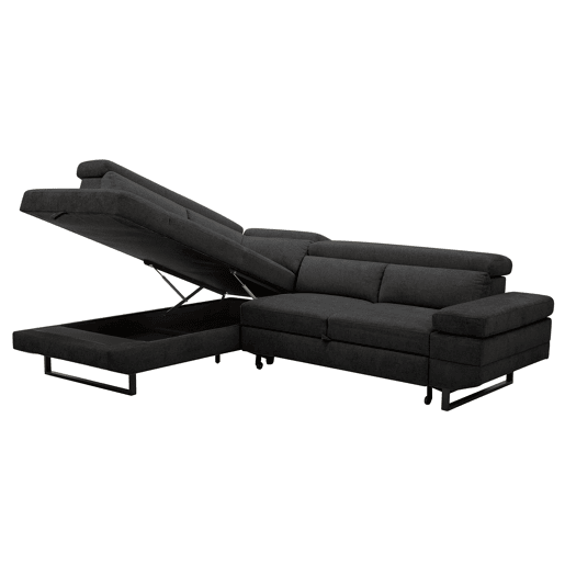 Sofá de canto com cama SWAN esquerda 4 lugares cinza escuro