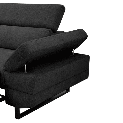 Sofá de canto com cama SWAN esquerda 4 lugares cinza escuro
