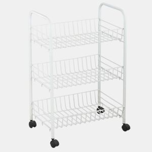 Carrinho auxiliar metálico CONFORTIME cor branco com 3 andares