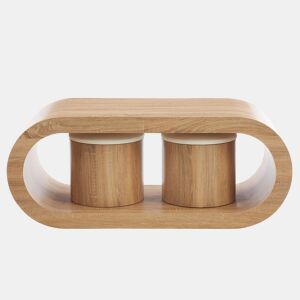 Mesa de centro com 2 puffs VENUS cor carvalho