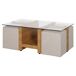 Mesa de centro con 4 puffs LEIRE Mesa de centro con 4 puffs LEIRE Gris/ Madera