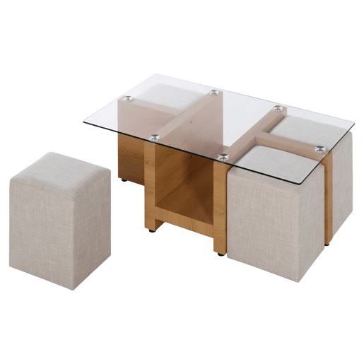 Mesa de centro com 4 puffs LEIRE Mesa de centro com 4 puffs LEIRE